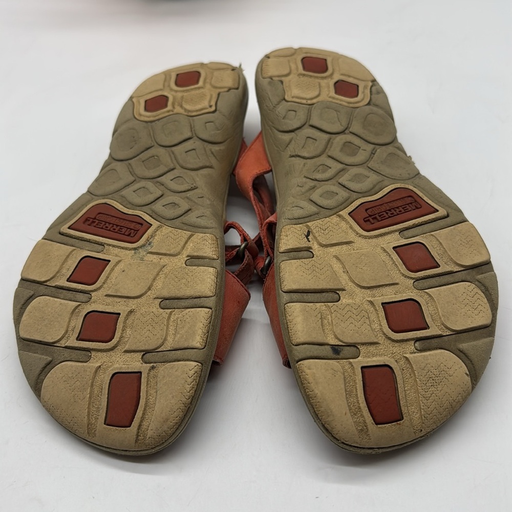Merrell Wild Poppy Light Red Leather Slip On Sandal Size 9 MR7293A - Picture 5 of 7